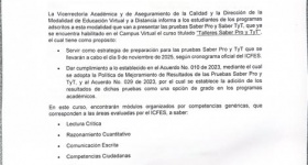 Comunicado No. 005 de Vicerrectoría Académica y Aseguramiento de la Calidad